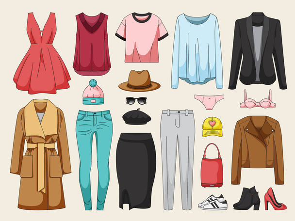 女性の服のコレクション - ベクター画像
