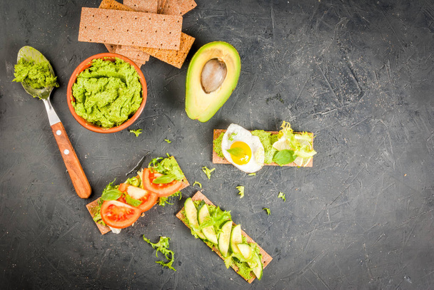 Diet sandwiches with guacamole and fresh vegetables - Photo, Image