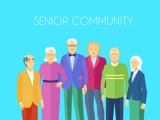 Плакат группы пенсионеров
  - Вектор,изображение