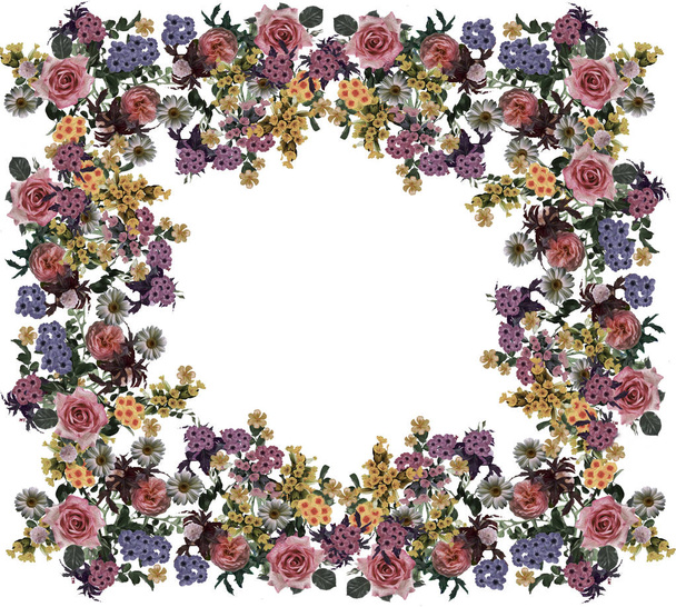 colorful illustration flowers background - Foto, imagen