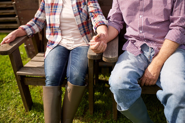 feliz pareja de ancianos en la granja de verano
 - Foto, Imagen