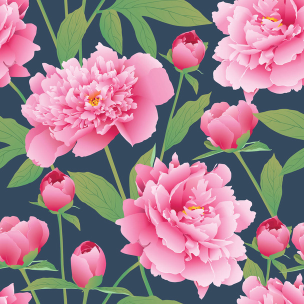 Elegance Seamless color peony pattern. Garden peony. EPS 10 vect - Vector, Image