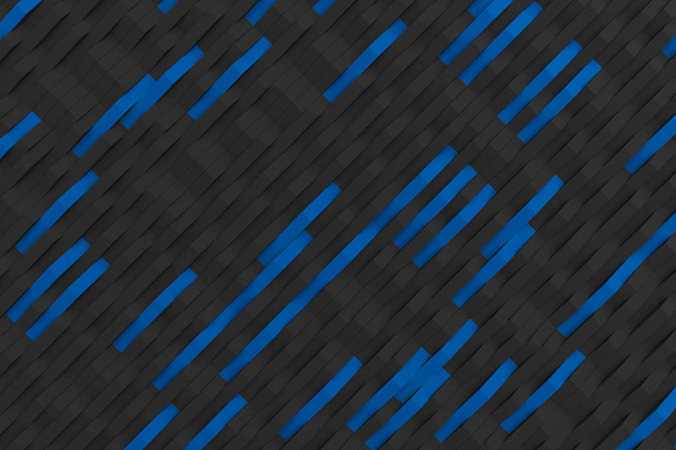 3D rendering of black matte plastic waves with colored elements - Zdjęcie, obraz