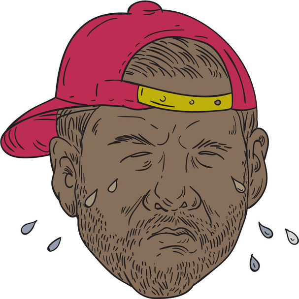 Desenho de choro do rapper afro-americano
 - Vetor, Imagem