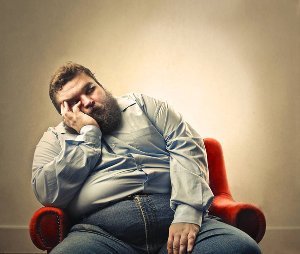 Sad,obese man - Foto, Imagem