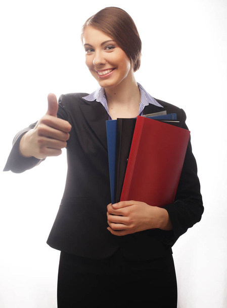 Happy businesswoman making an ok sign - Photo, Image
