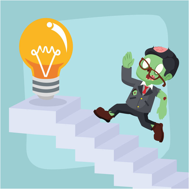 zombie businessman running on stairs - Vettoriali, immagini