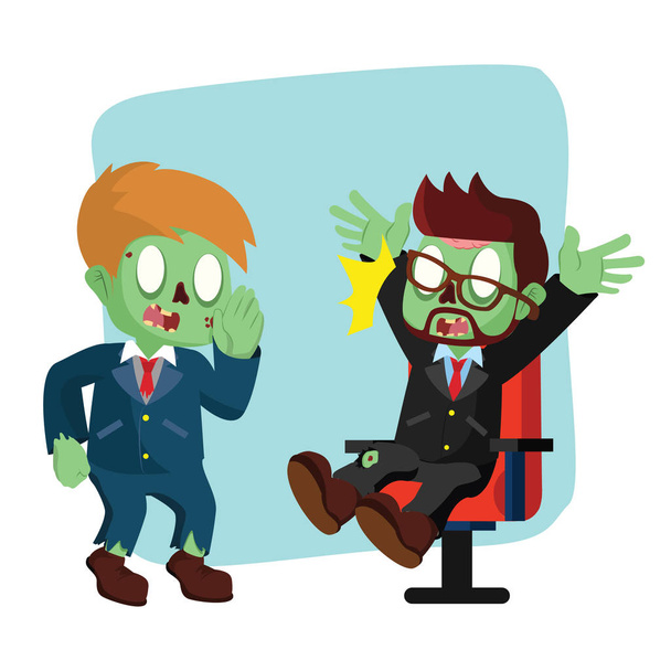zombie businessman getting surprised by his friend - Vector, afbeelding