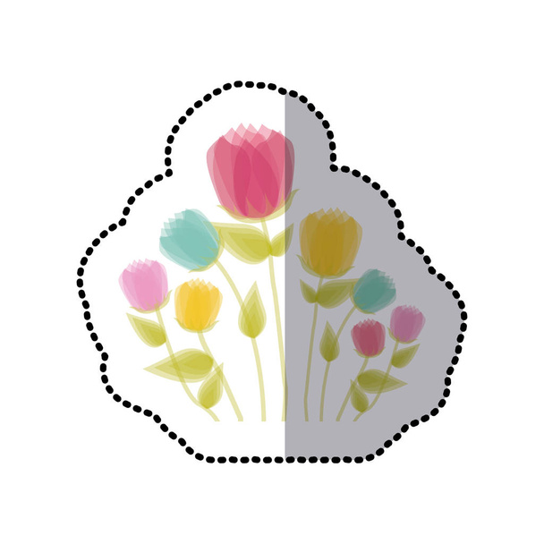 Aufkleber verblasste Tulpen florales Symbol-Design - Vektor, Bild