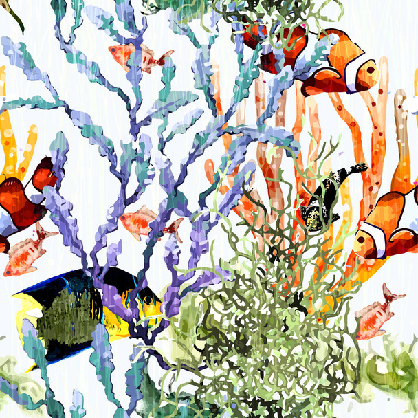 Océan motif aquarelle fond
  - Vecteur, image