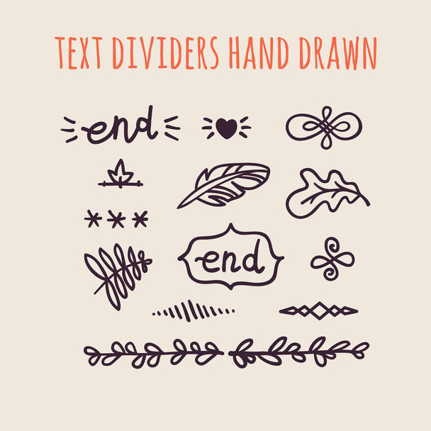 Set di divisori di testo disegnati a mano isolati su sfondo chiaro
 - Vettoriali, immagini