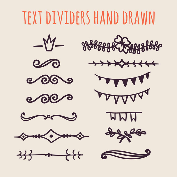 Conjunto de divisores de texto desenhados à mão isolados em fundo claro
 - Vetor, Imagem