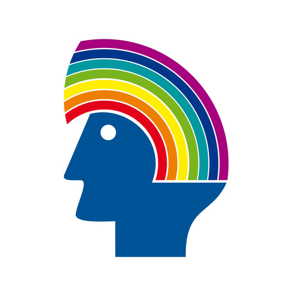 Vector sinal cabeça com arco-íris. Conceito ambiental
 - Vetor, Imagem