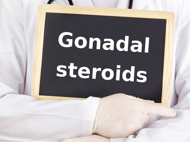 Doctor shows information: gonadal steroids - Photo, Image