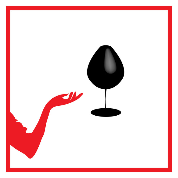 Abstraction WOMAN silhouette black and red glass - Vector, Image