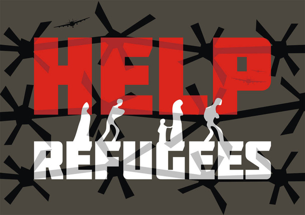 help refugees banner - Vector, Image