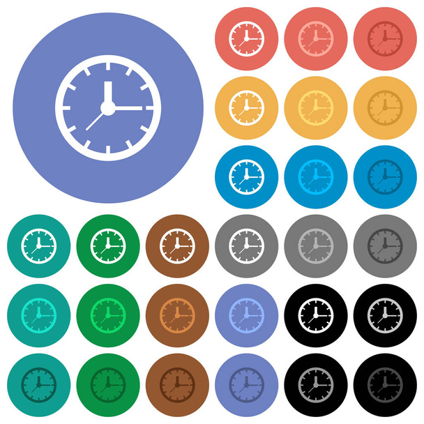 Okrągłe płaskie wielo kolorowe ikony zegara - Wektor, obraz