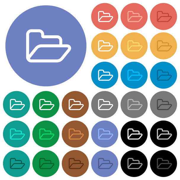 Open folder round flat multi colored icons - Vector, Image