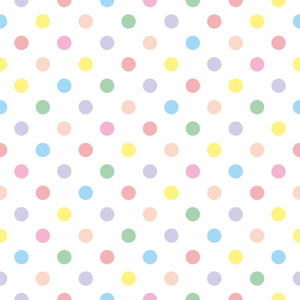 Seamless vector pattern texture with colorful polka dots on white background - Vector, Image