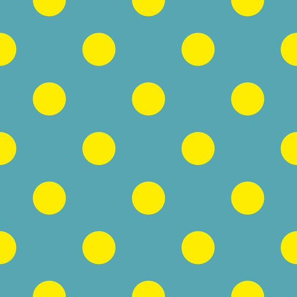 Patrón vectorial sin costuras con lunares amarillos de neón sobre fondo azul - Vector, imagen