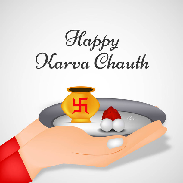 ілюстрація індуїстський фестиваль Karwa Chauth фон - Вектор, зображення
