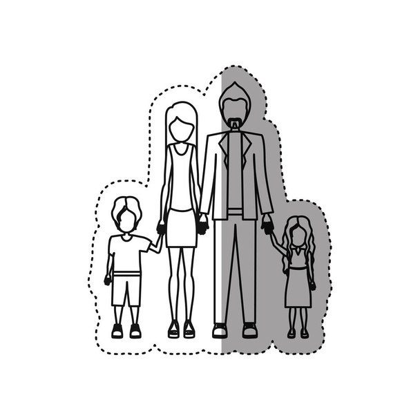 pessoas casal com seus filhos ícone
 - Vetor, Imagem