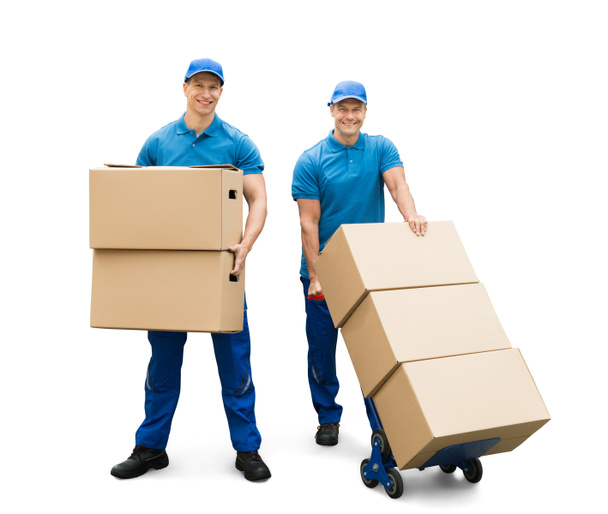 Delivery Men With Cardboard Boxes - Foto, Imagen