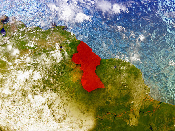 Guyana on illustrated globe - Photo, Image