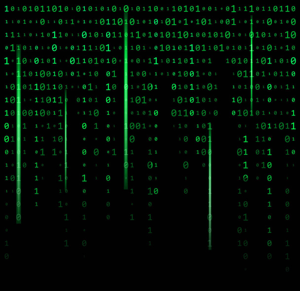 binary code zero one matrix green background beautiful banner wa - Vector, Image