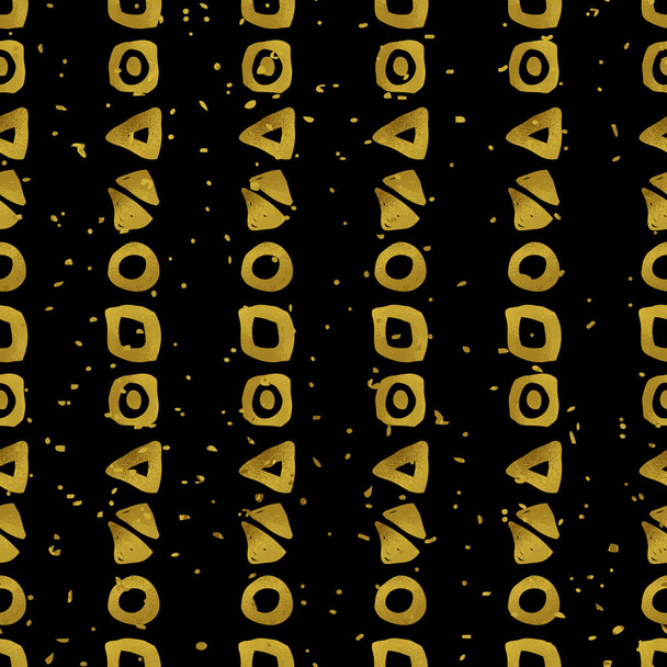 Geometric black and gold seamless pattern - Vektör, Görsel