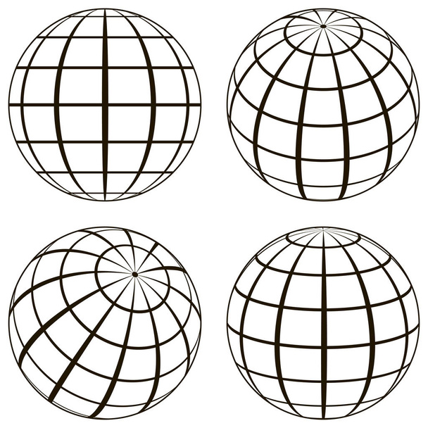 Set globe, the technical picture of the contours of the earth - Vector, Image