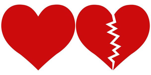 srdce a zlomené srdce, láska a loučení - Vektor, obrázek