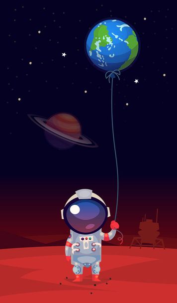 Astranaut z ziemi w kształcie balon - Wektor, obraz