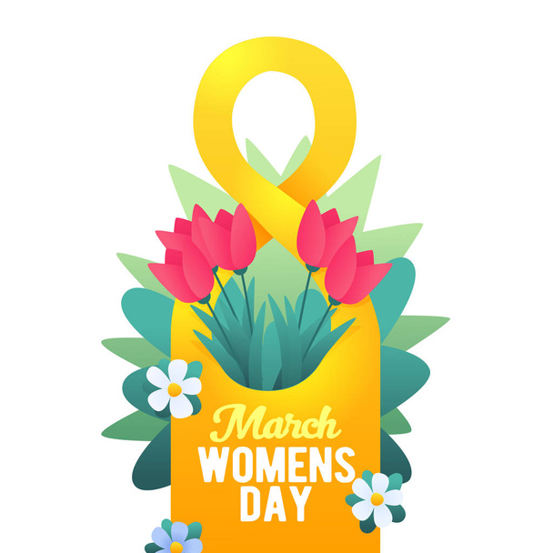 3 月 8 日。国際女性の日。ラベル, エンブレム - ベクター画像