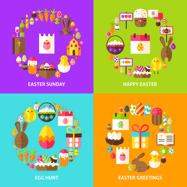Easter Holiday Concepts Set - Vector, Image