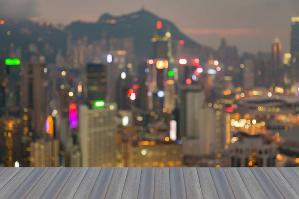 Luz turva Hong Kong cidade centro de escritórios edifício, fundo abstrato
 - Foto, Imagem