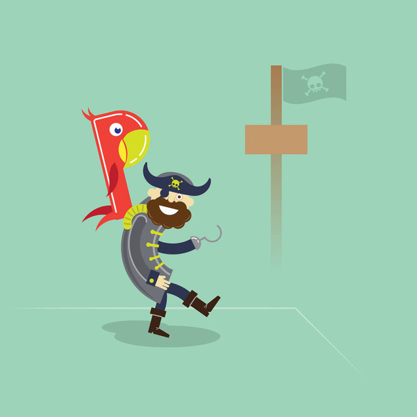 piraat met parrot - Vector, afbeelding