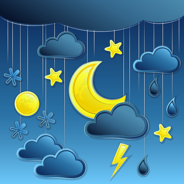 Vector background with night weather icon - Vector, Imagen