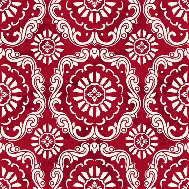 Vintage sans couture rouge chinois fond botanique spirale courbe Cro
 - Vecteur, image