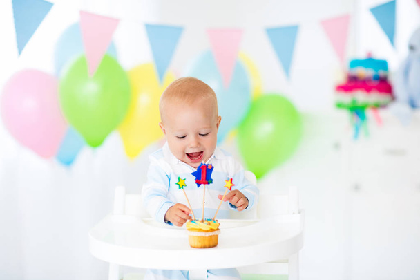 Little baby boy celebrating first birthday - Fotó, kép