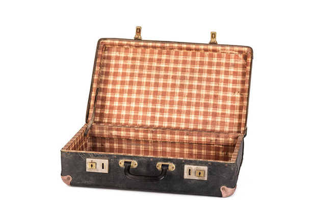 Old, retro suitcase isolated on white - 写真・画像