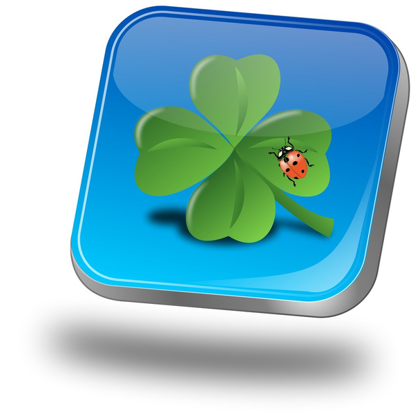 Button with shamrock and ladybug - Zdjęcie, obraz