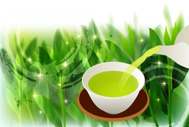 πράσινο τσάι φύλλα φόντο - Διάνυσμα, εικόνα