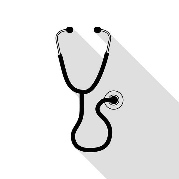 Stethoscope sign illustration. Black icon with flat style shadow path. - Vector, Image