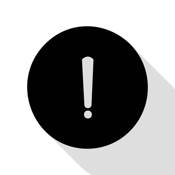 Exclamation mark sign. Black icon with flat style shadow path. - Vector, Image
