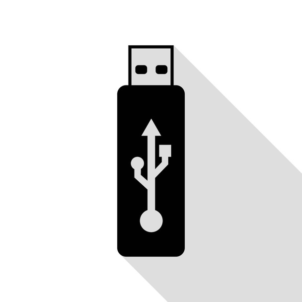 Vektor znamení Usb flash disk. Černá ikona s ploché styl stínu cestou. - Vektor, obrázek