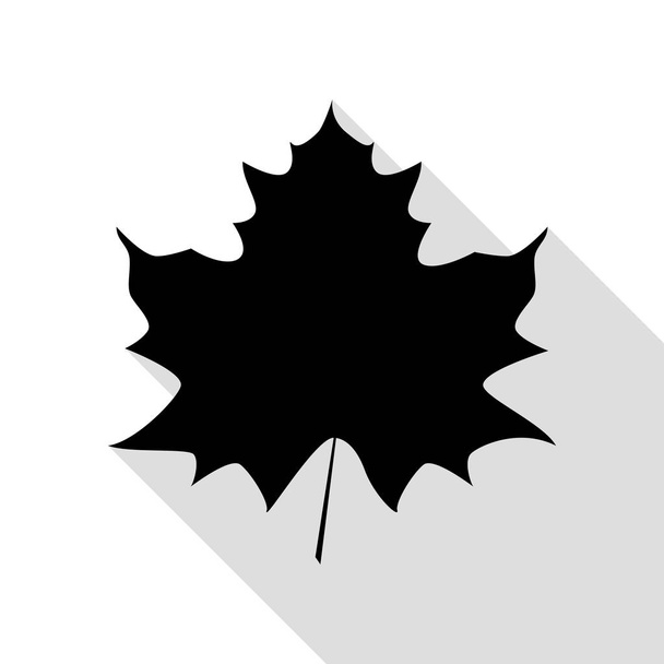 Maple leaf jele. Fekete ikon, lapos stílusú shadow elérési útja. - Vektor, kép