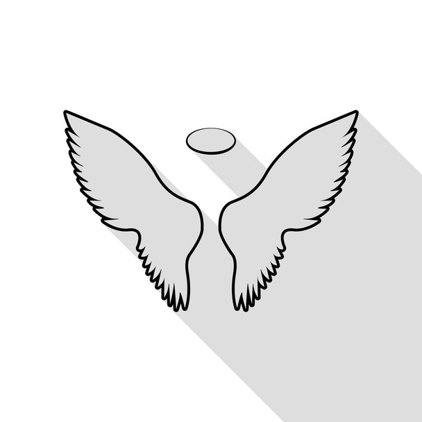 Flügel signalisieren Illustration. schwarzes Symbol mit flachem Schattenpfad. - Vektor, Bild