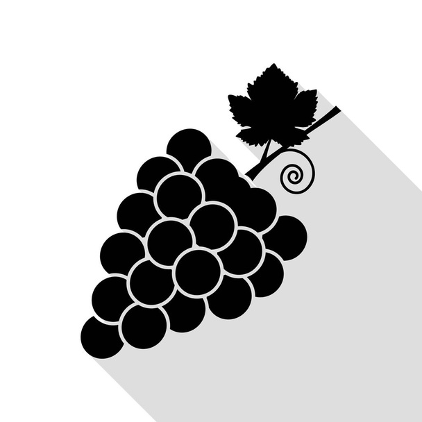 Ilustración signo de uvas. Icono negro con camino de sombra de estilo plano
. - Vector, imagen