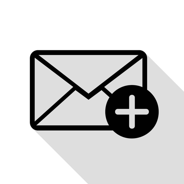 E-mail jel illusztráció mark hozzáadása. Fekete ikon, lapos stílusú shadow elérési útja. - Vektor, kép